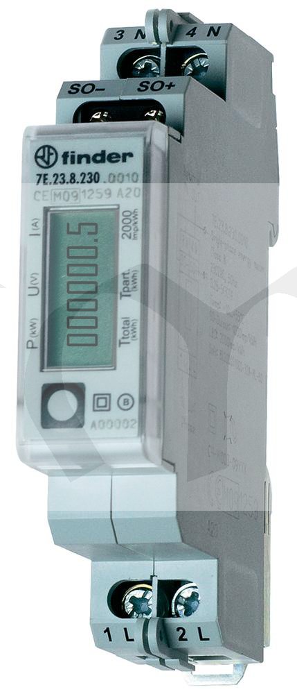 Elektroměr 1F na DIN lištu 7E-23-8 digitální (V-A-kW-KWh)